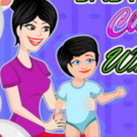 Babysitter Cleaning With Baby