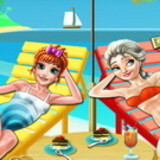Elsa And Anna Beach Selfie